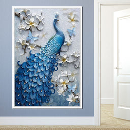 Blue Peacock Flower 1 panel - NicheCanvas