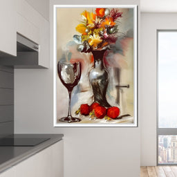 Abstract Wine & Flowers 02 - NicheCanvas