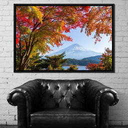 Autumn Trees by Mount Fuji - NicheCanvas