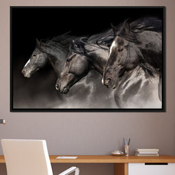 Three Black Stallions - NicheCanvas