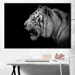 Black and White Tiger Profile - NicheCanvas
