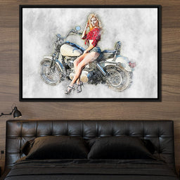  Girl Motorcycle - Mateo - NicheCanvas