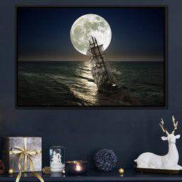 Sailing Under the Giant Moon - NicheCanvas