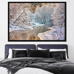 Winter River Landscape - NicheCanvas