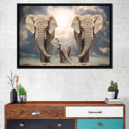Elephant Family Under the Sun - NicheCanvas