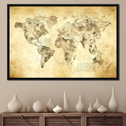 World Map Da Vinci - Mateo - NicheCanvas