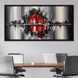 Red Black & Grey Skyline - NicheCanvas