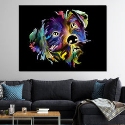 Coloful Dog on Black Background - NicheCanvas