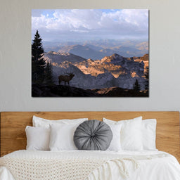 Elk by the Mountains - NicheCanvas