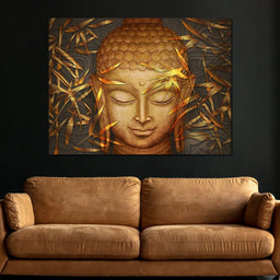 Smiling Golden Buddha - NicheCanvas