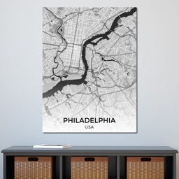 Map of Philadelphia, USA - NicheCanvas