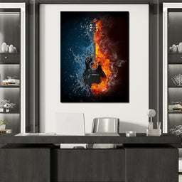 Fire & Water Guitar - NicheCanvas
