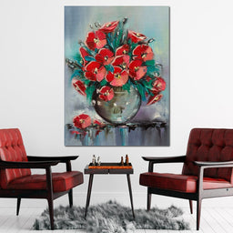 Vase with Poppies - NicheCanvas