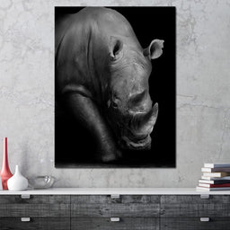 Black and White Rhino - NicheCanvas