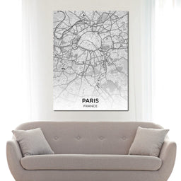 Map of Paris, France - NicheCanvas