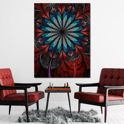  Red Shade Fractal Flower - NicheCanvas