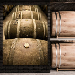 Rusted Wine Barrels - NicheCanvas