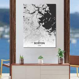 Map of Boston, USA - NicheCanvas