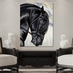 Black Friesian Horse - NicheCanvas
