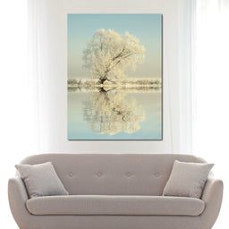 Winter Tree by the Lake - NicheCanvas