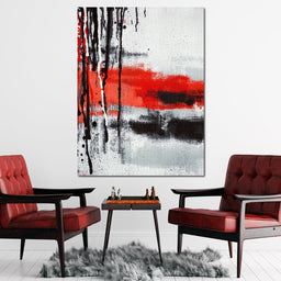 Red & Black Abstract Art - NicheCanvas