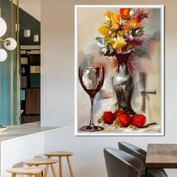 Abstract Wine & Flowers 02 - NicheCanvas