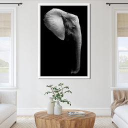 Black and White Elephant Head - NicheCanvas