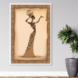 Traditional African Woman With Leopard Dress - NicheCanvas