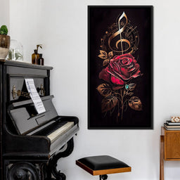 Red Rose & Musical Notes - NicheCanvas