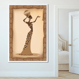 Traditional African Woman With Leopard Dress - NicheCanvas