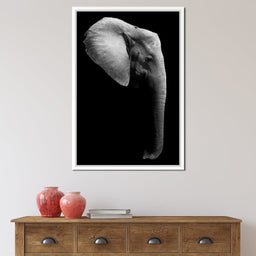 Black and White Elephant Head - NicheCanvas