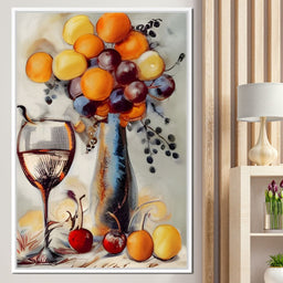 Abstract Wine & Flowers 03 - NicheCanvas