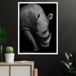 Black and White Rhino - NicheCanvas
