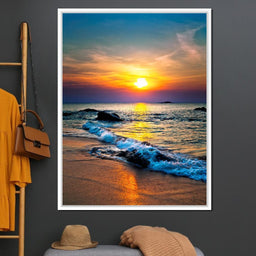 Black Sand Beach Sunset - NicheCanvas