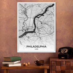 Map of Philadelphia, USA - NicheCanvas