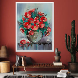Vase with Poppies - NicheCanvas