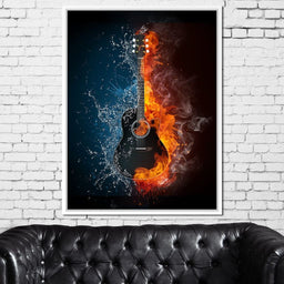 Fire & Water Guitar - NicheCanvas