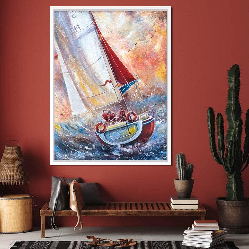 Yachting on the Boat Print on Canvas Floating Frame 