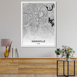 Map of Nashville, USA - NicheCanvas