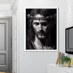 Black & White Jesus Portrait - Neal Hackett - NicheCanvas