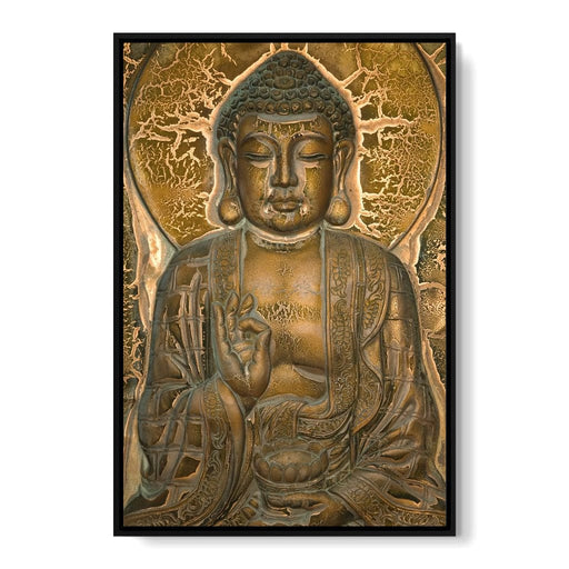 Buddhist Mural - This gorgeous Buddha Wall Art 3D is borderless and has a gold design throughout 