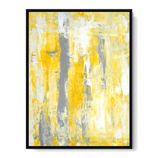 Grey & Yellow Abstract Art Painting Canvas Print