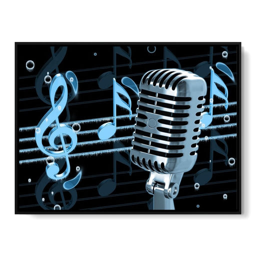Vintage Microphone & Blue Notes Canvas Print
