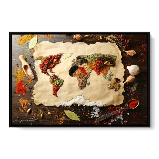 Spices Map of the World Canvas Print