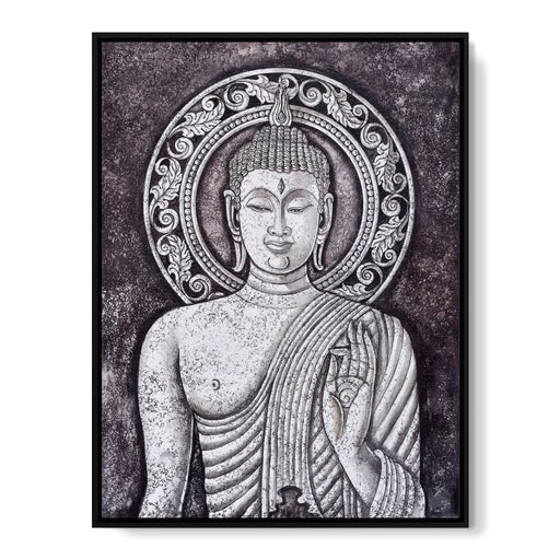 Grey Stone Buddha -  Beautiful large stone portrait buddha painting with stone aesthetic
