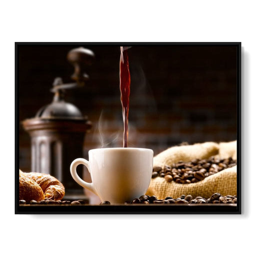 Brewed Coffee - Canvas Print - unique wall art of a hot coffee cup - this photorealistic art decor is the perfect gift for coffee lover family members | NicheCanvas