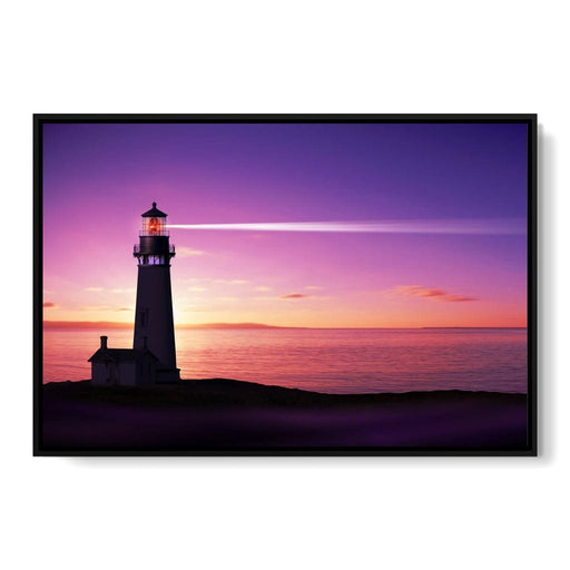 Lighthouse In Nova Scotia - Canvas Print - beautiful wall art of the lighthouse with a gorgeous pink sunset as its background - this art print is the perfect accent to your living room | NicheCanvas