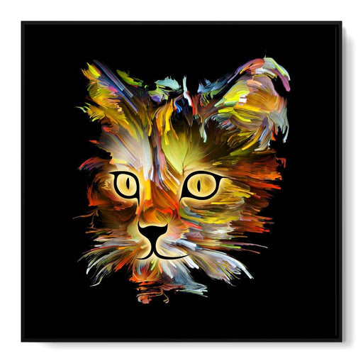 Colorful Cat on Black Background Canvas Print