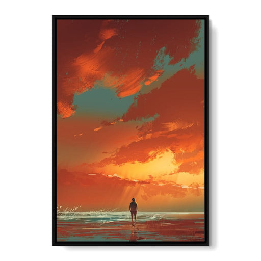 Admiring the Sunset vertical height canvas sea art