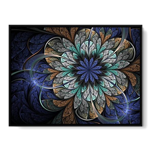 Blue and Gold Fractal Flower Canvas Print
